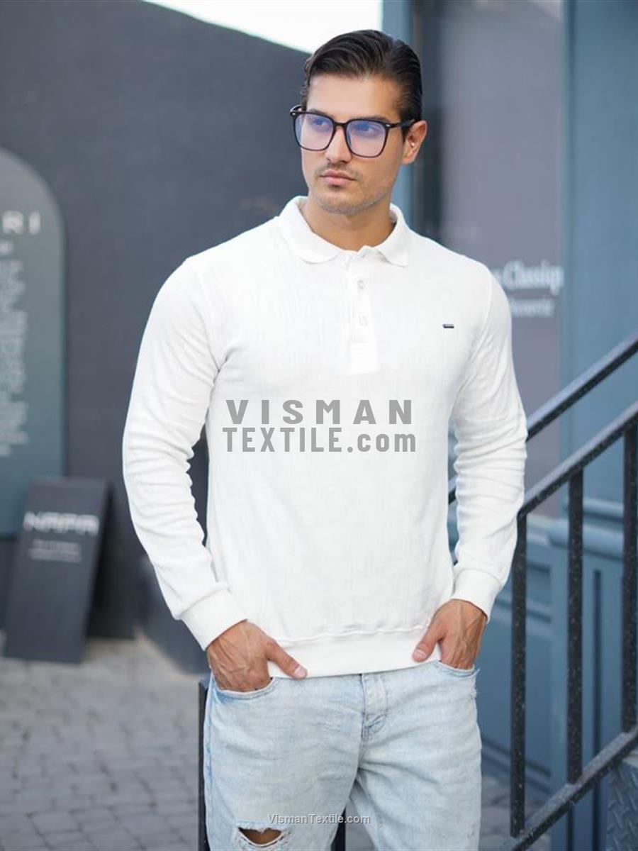 بلوز یقه دار سه دکمه ژاکارد