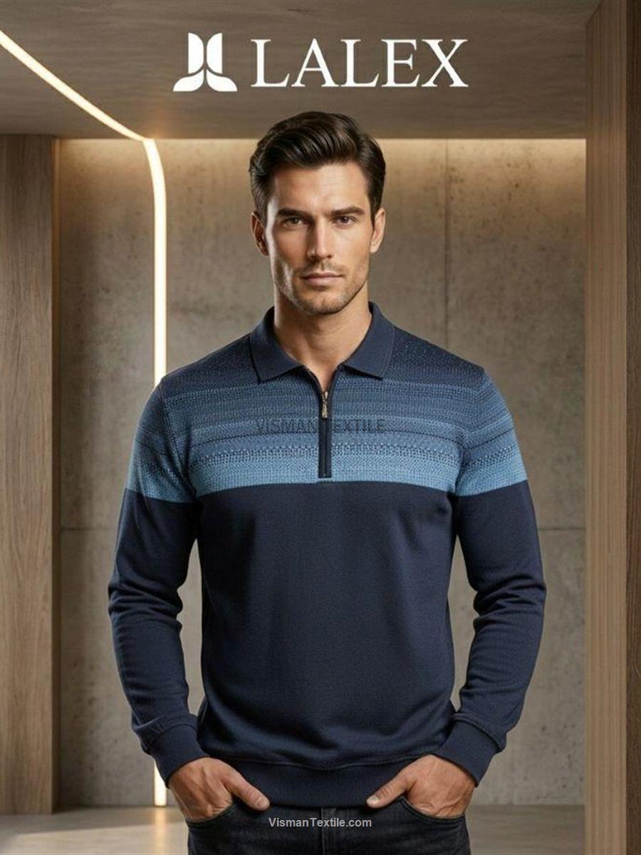 یقه دار نیم زیپ سلانیک چاپی