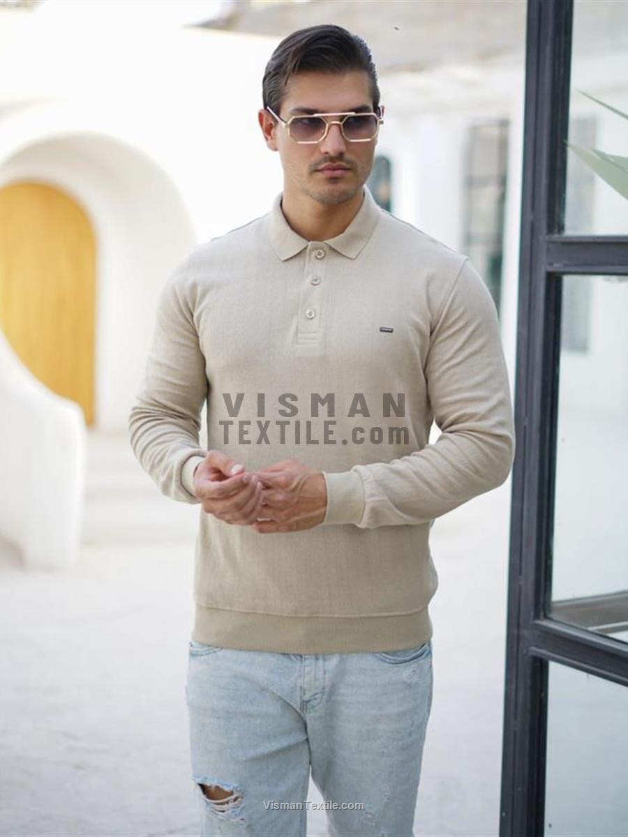 بلوز یقه دار سه دکمه ژاکارد